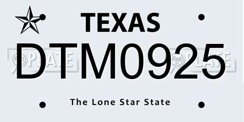 DTM0925 Texas License Plate