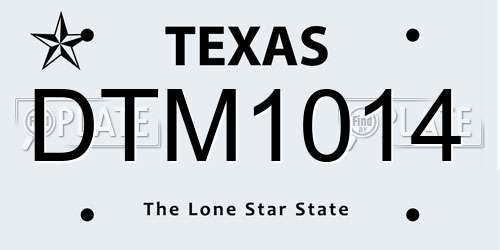 DTM1014 Texas License Plate