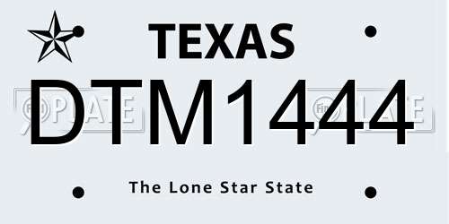 DTM1444 Texas License Plate
