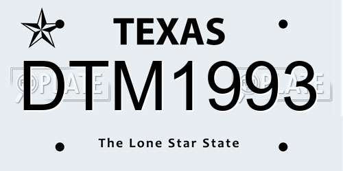 DTM1993 Texas License Plate