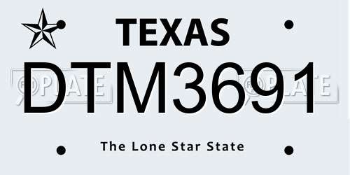DTM3691 Texas License Plate