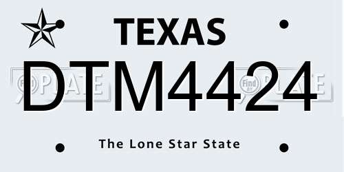 DTM4424 Texas License Plate