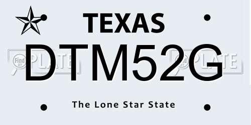 DTM52G Texas License Plate