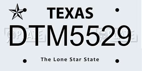 DTM5529 Texas License Plate