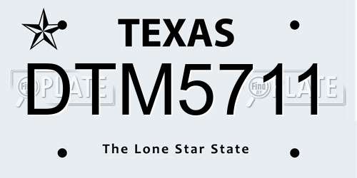 DTM5711 Texas License Plate