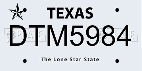 DTM5984 Texas License Plate