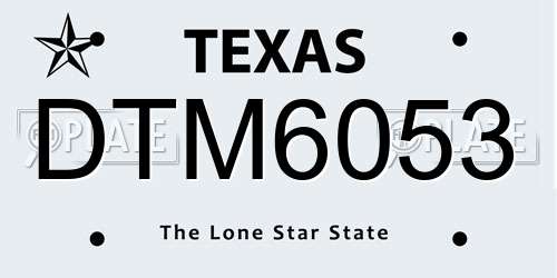 DTM6053 Texas License Plate
