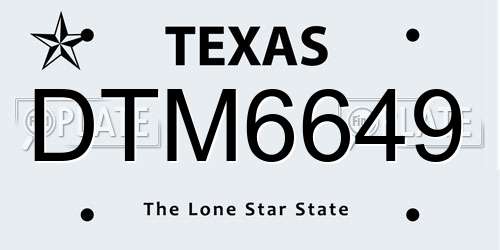 DTM6649 Texas License Plate