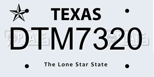 DTM7320 Texas License Plate