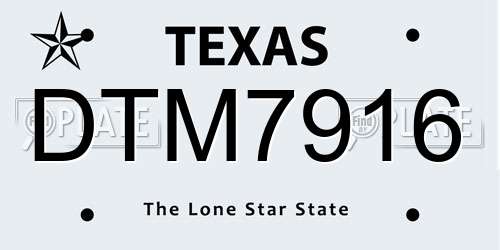 DTM7916 Texas License Plate