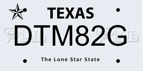 DTM82G Texas License Plate