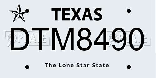 DTM8490 Texas License Plate
