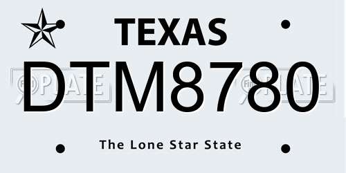 DTM8780 Texas License Plate