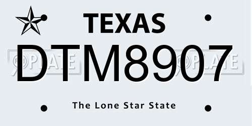 DTM8907 Texas License Plate
