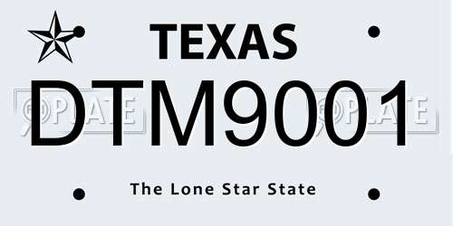 DTM9001 Texas License Plate