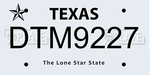 DTM9227 Texas License Plate