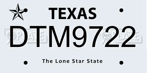 DTM9722 Texas License Plate