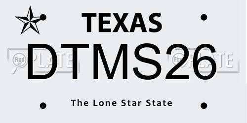 DTMS26 Texas License Plate