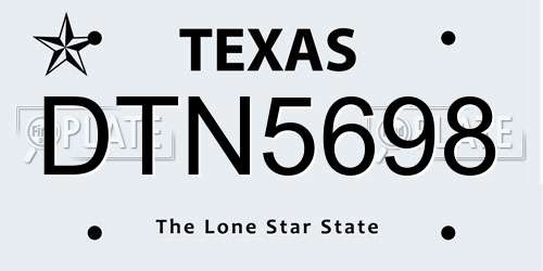 DTN5698 Texas License Plate