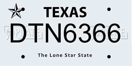 DTN6366 Texas License Plate