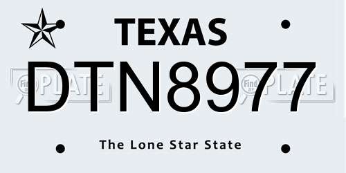 DTN8977 Texas License Plate