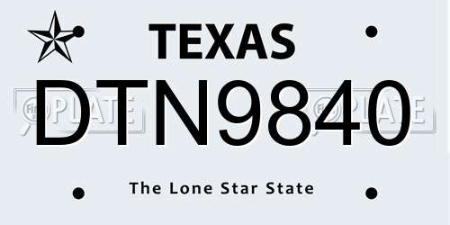 DTN9840 Texas License Plate