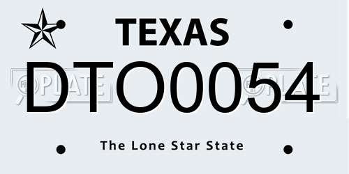 DTO0054 Texas License Plate