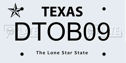 DTOB09 Texas License Plate