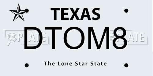 DTOM8 Texas License Plate