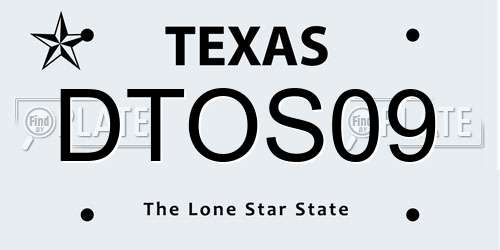 DTOS09 Texas License Plate