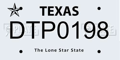 DTP0198 Texas License Plate