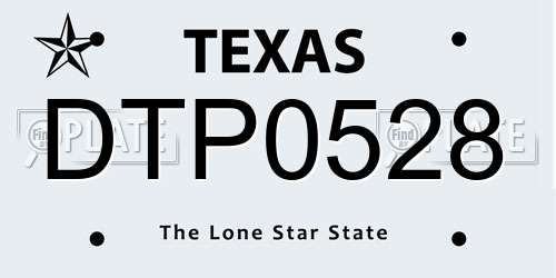 DTP0528 Texas License Plate