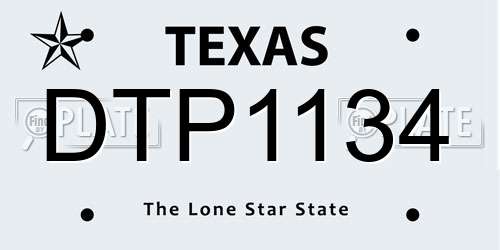 DTP1134 Texas License Plate