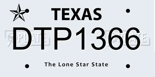 DTP1366 Texas License Plate