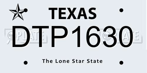 DTP1630 Texas License Plate