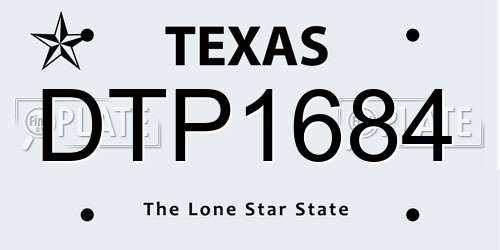 DTP1684 Texas License Plate