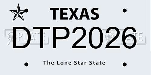 DTP2026 Texas License Plate