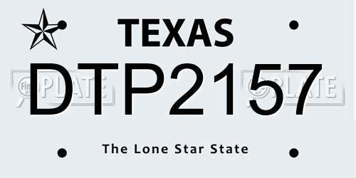 DTP2157 Texas License Plate
