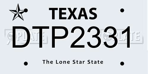 DTP2331 Texas License Plate