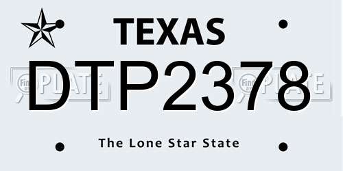 DTP2378 Texas License Plate