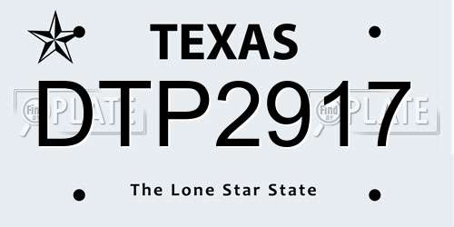 DTP2917 Texas License Plate