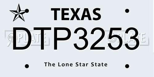 DTP3253 Texas License Plate