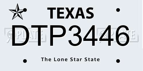 DTP3446 Texas License Plate