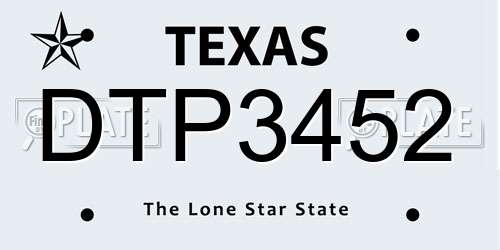 DTP3452 Texas License Plate