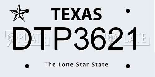 DTP3621 Texas License Plate