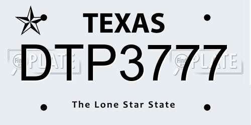 DTP3777 Texas License Plate