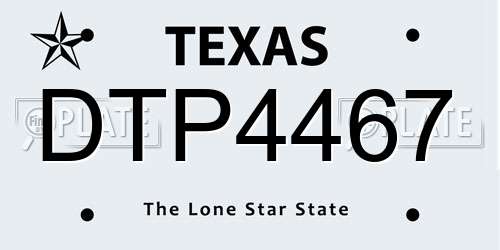 DTP4467 Texas License Plate