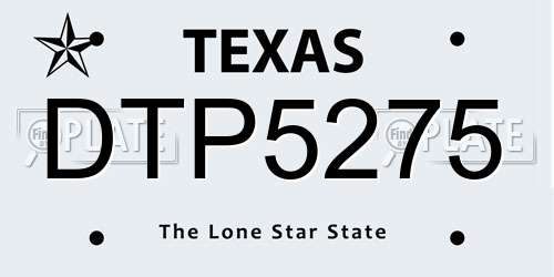 DTP5275 Texas License Plate