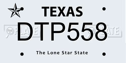 DTP558 Texas License Plate
