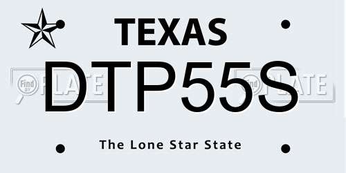 DTP55S Texas License Plate
